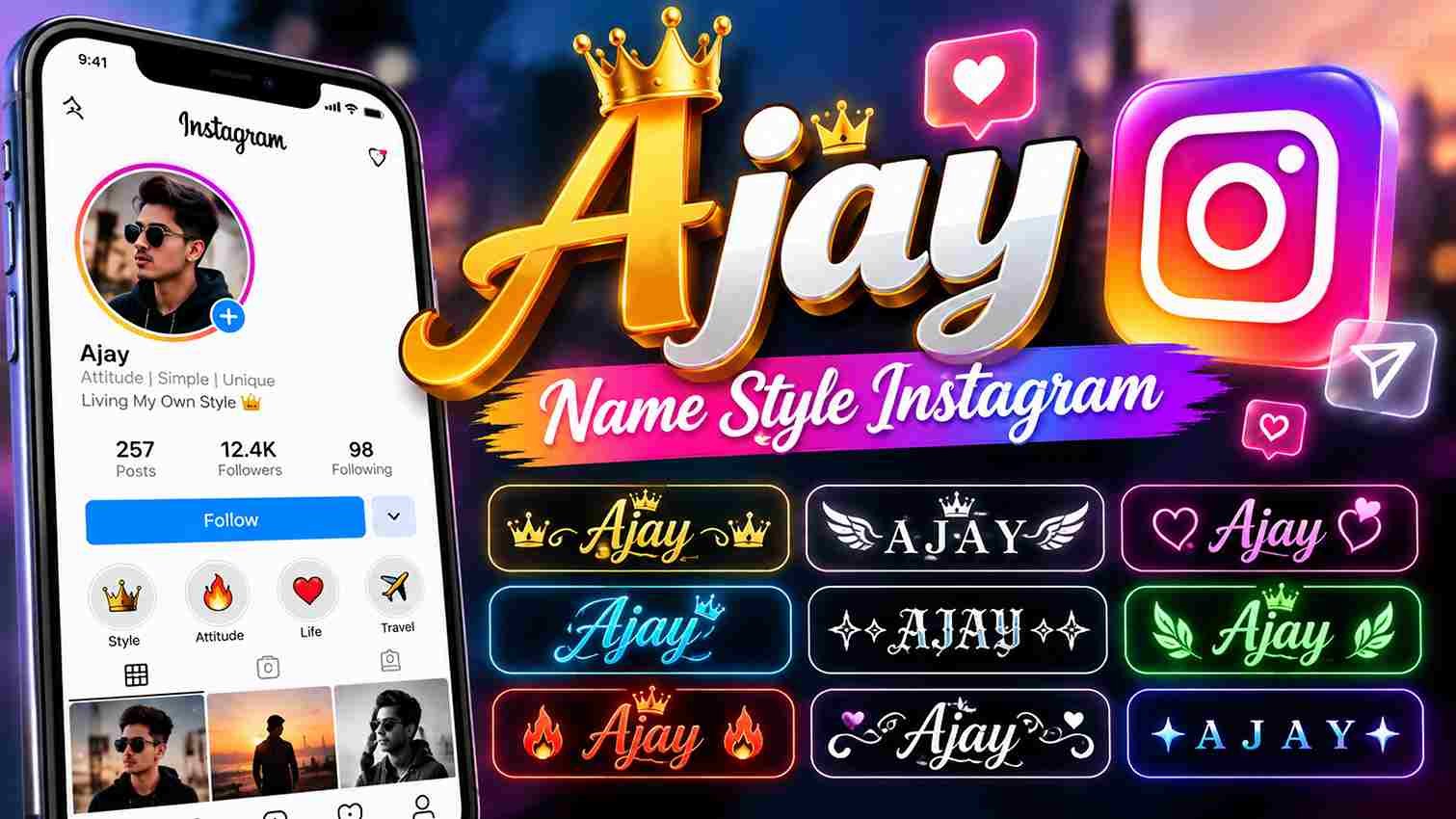 Ajay Name Style Instagram
